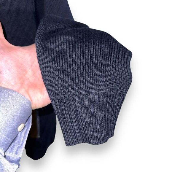 Montechiaro Navy Wool & Brown Suede Full-Zip Sweater Men’s Sz L 52 - Picture 8 of 11